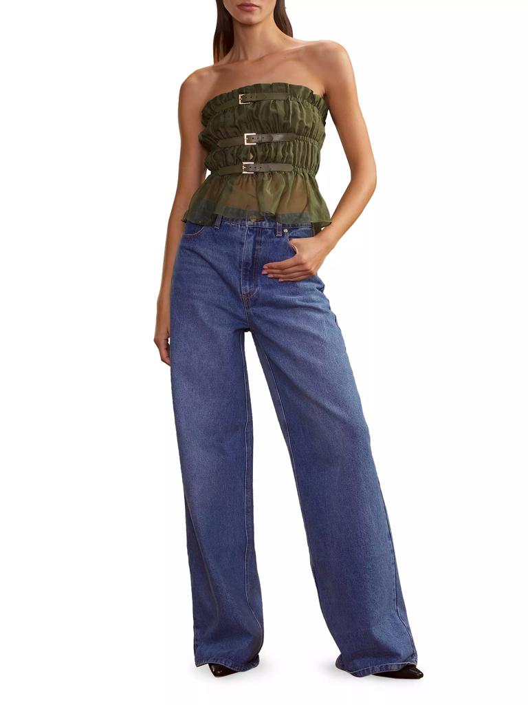 Cynthia Rowley Silk Buckle-Strap Smock Top