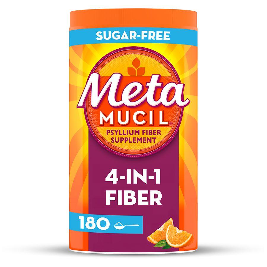 Metamucil 4 in 1 Daily Fiber Supplement Powder, for Digestive Health and Regularity Orange
