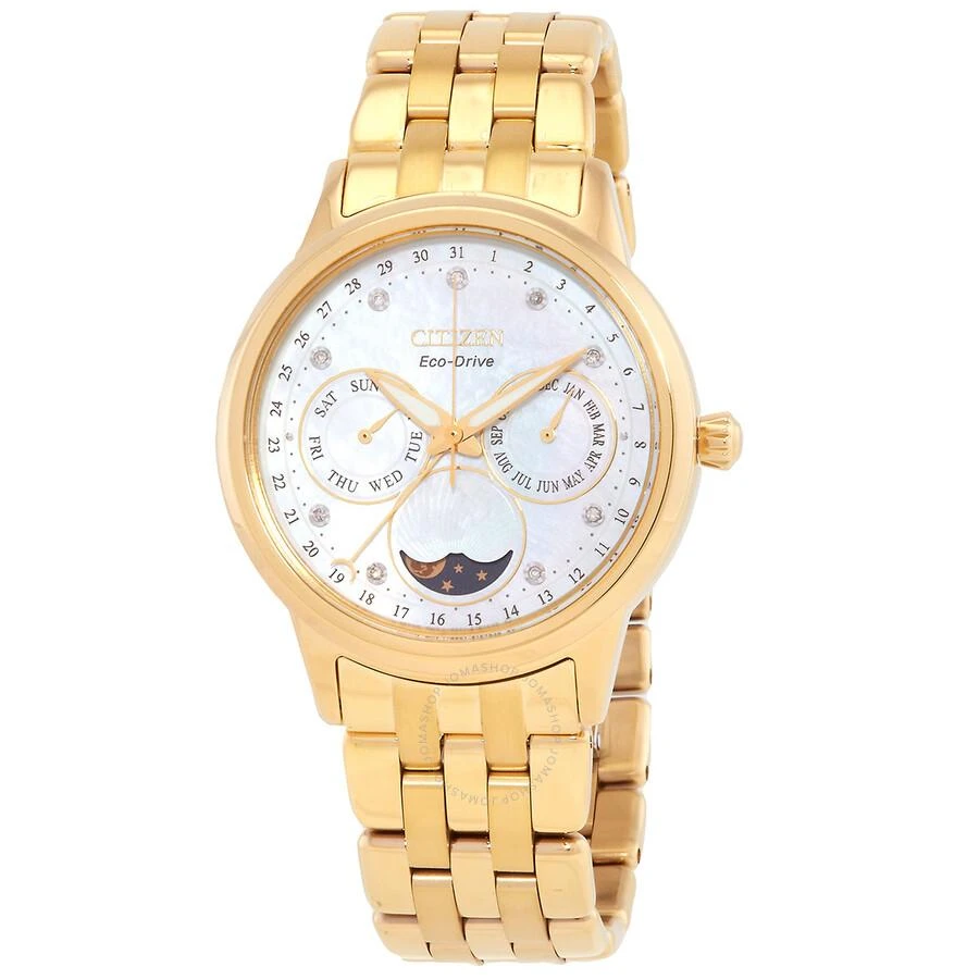 Citizen Calendrier Moon Phase Diamond White Mother of Pearl Dial Ladies Watch FD0002-57D 1