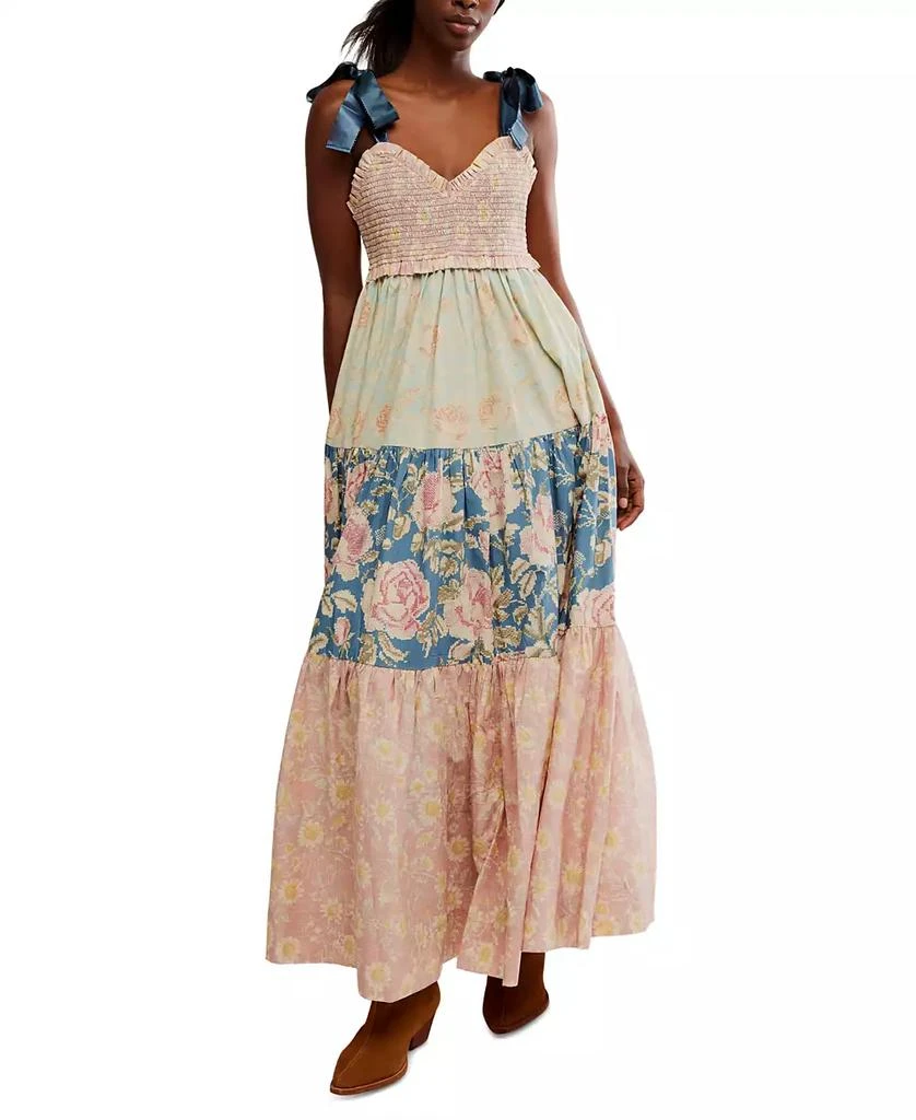 Free People Women's Bluebell Cotton Mixed-Print Tiered Maxi Dress 1