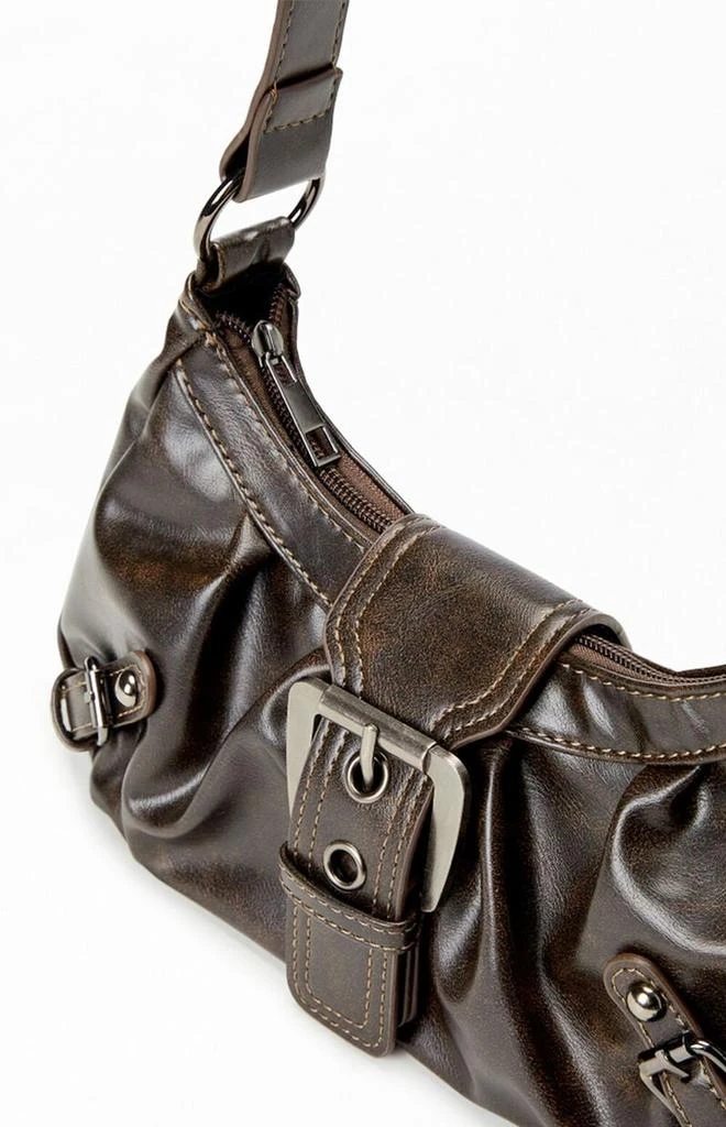 PacSun Brown Faux Leather Front Buckle Shoulder Bag 3