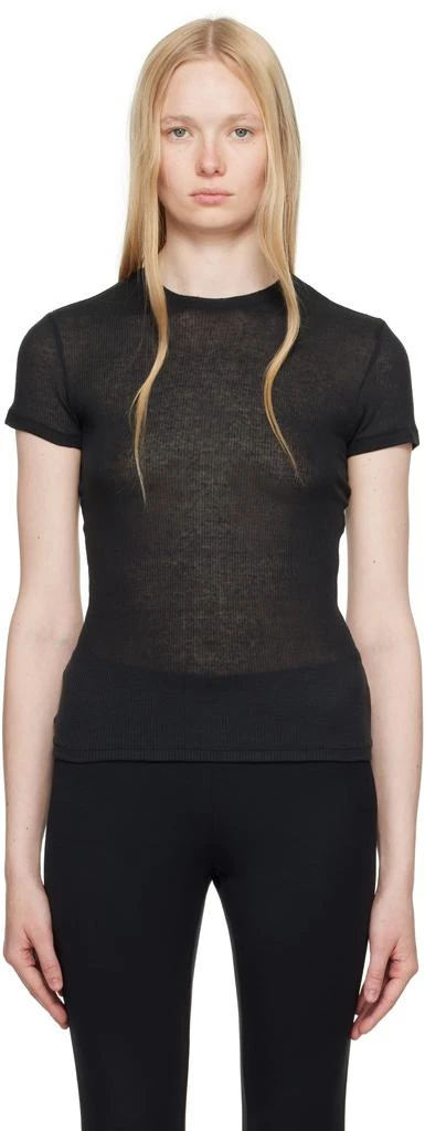 SKIMS Black Sheer Cotton T-shirt 1