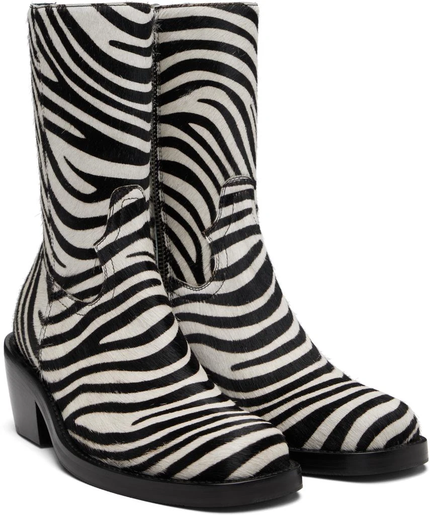 Dries Van Noten Black 
White Zip Boots 4