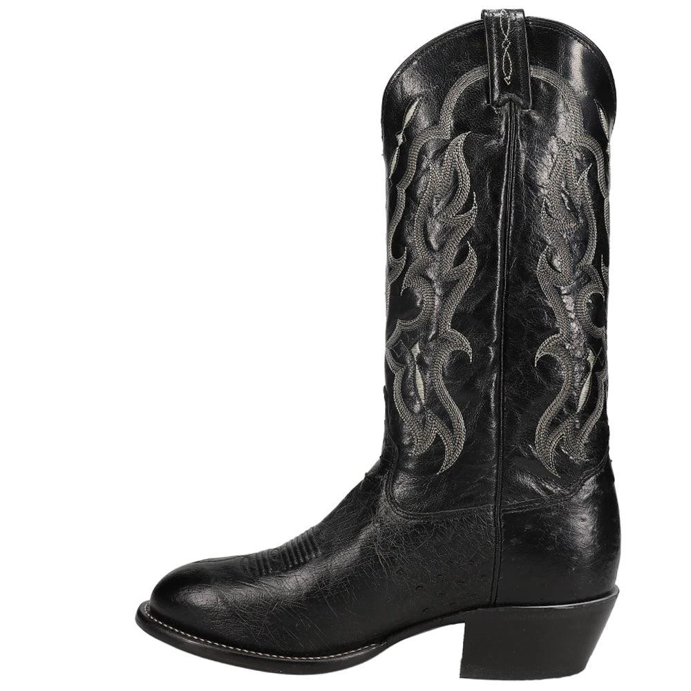 Tony Lama Bonham 13 Inch Smooth Ostrich Embroidered Round Toe Pull On Cowboy Boots 3