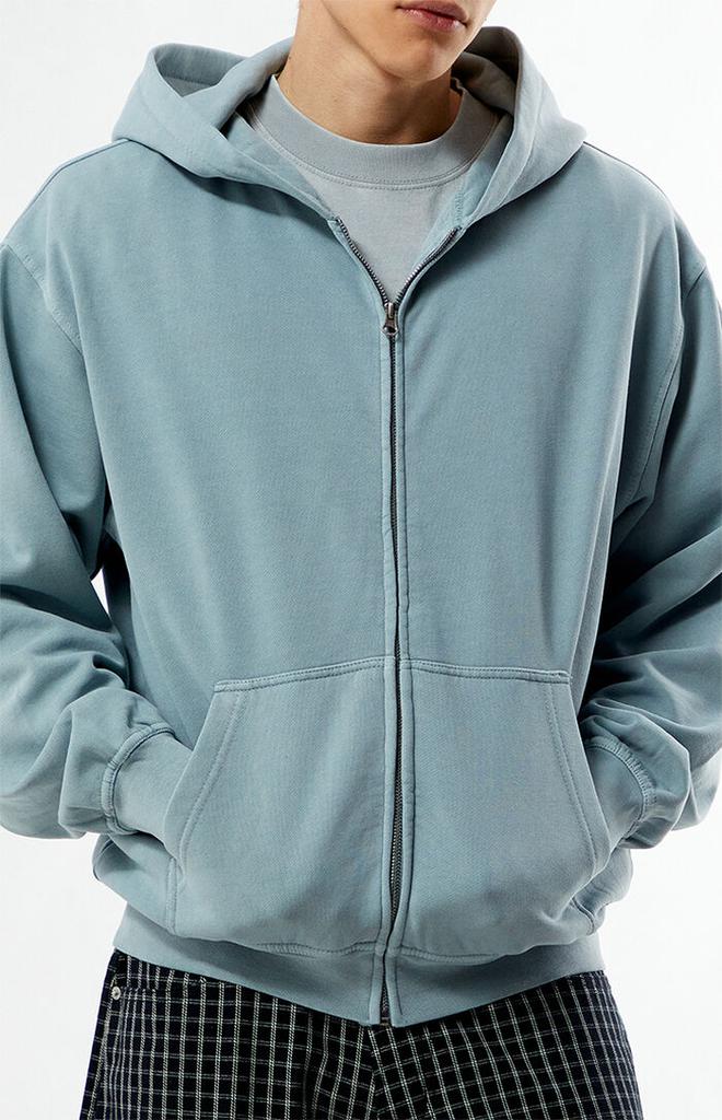 Slate Blue Vintage Washed Full Zip Hoodie – On Sale Now with Up to