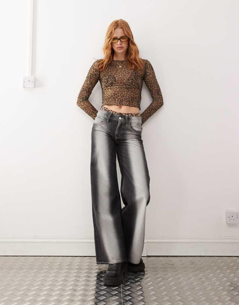 Cheap Monday Cheap Monday Poser mid rise wide leg skater jeans with extreme spray in washed black