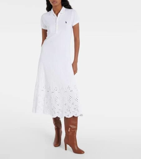 knee length dresses for ladies Polo Ralph Lauren Women's Cotton Mesh Polo Dress White main image 1