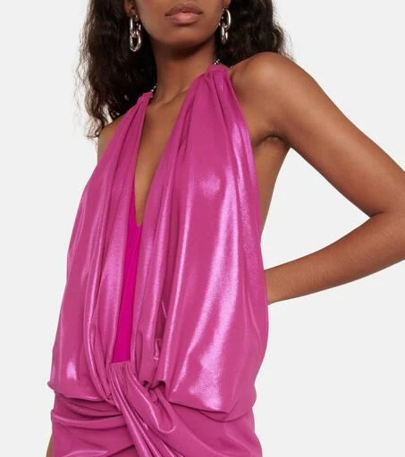 The Attico Halterneck lamé maxi dress 4