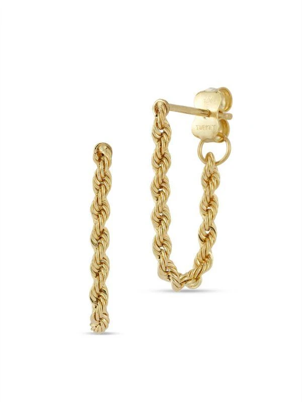 Saks Fifth Avenue 14K Yellow Gold Rope Chain Drop Earrings 1