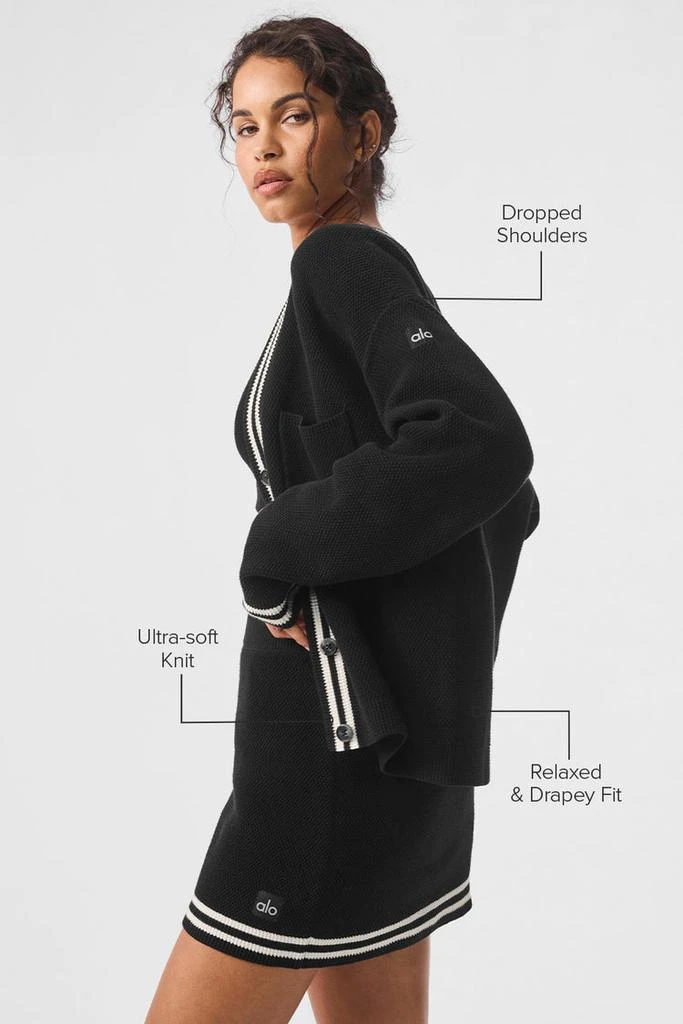 Alo Tennis Club Sweater Knit Cardigan - Warm Butter/White 2