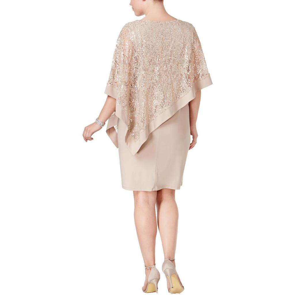 R&M Richards Plus Womens Sequined Popover Special Occasion Dress