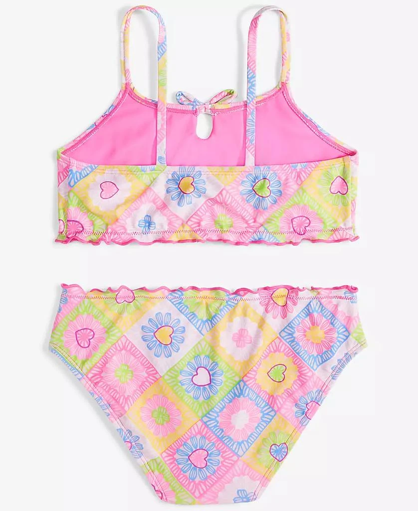 Breaking Waves Big Girls 2-Pc. Crochet Heart-Print Swimsuit 3