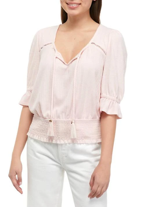 American Rag Rag Smocked Tie Front Top 1