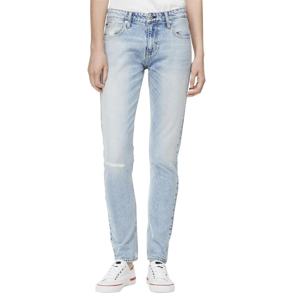 Calvin Klein CKJ 021 Womens Mid-Rise Light Wash Slim Leg Jeans 1