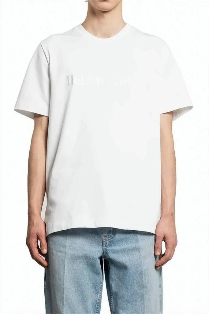 Helmut Lang Relaxed-Fit White Cotton Tee with Embossed Lettering 4