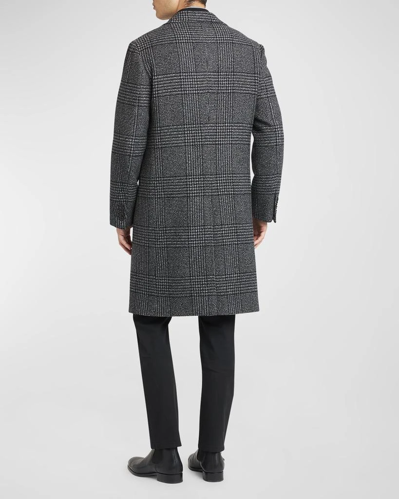 Brioni Men's Wool-Cashmere Plaid Topcoat 4