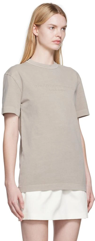 Alexander Wang Taupe Embossed Logo T-Shirt 2