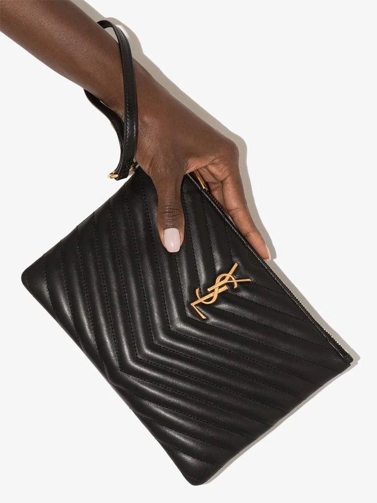Yves Saint Laurent BLACK PADDED ZIP POUCH 4