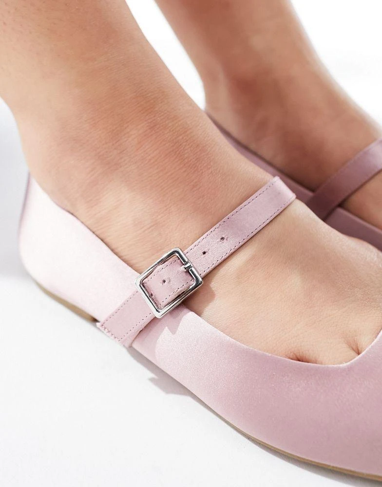 ASOS ASOS DESIGN Wide Fit Lottie Mary Jane Ballet in Pink satin 3