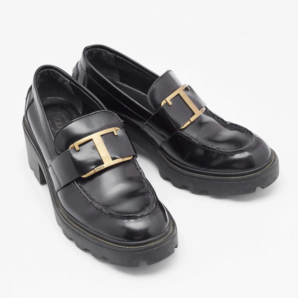Tod's Tod's Black Leather Platform Loafers Size 37 4