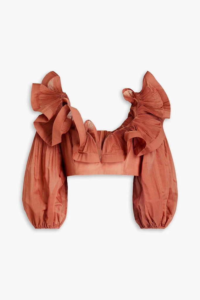 Zimmermann Cropped ruffled plissé-organza top 1