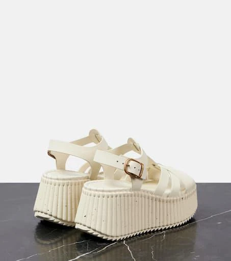 Chloé Nama 80 leather wedge sandals 2