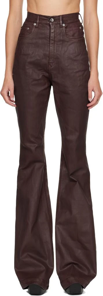 Rick Owens Burgundy Concordians Bolan Bootcut Jeans 1