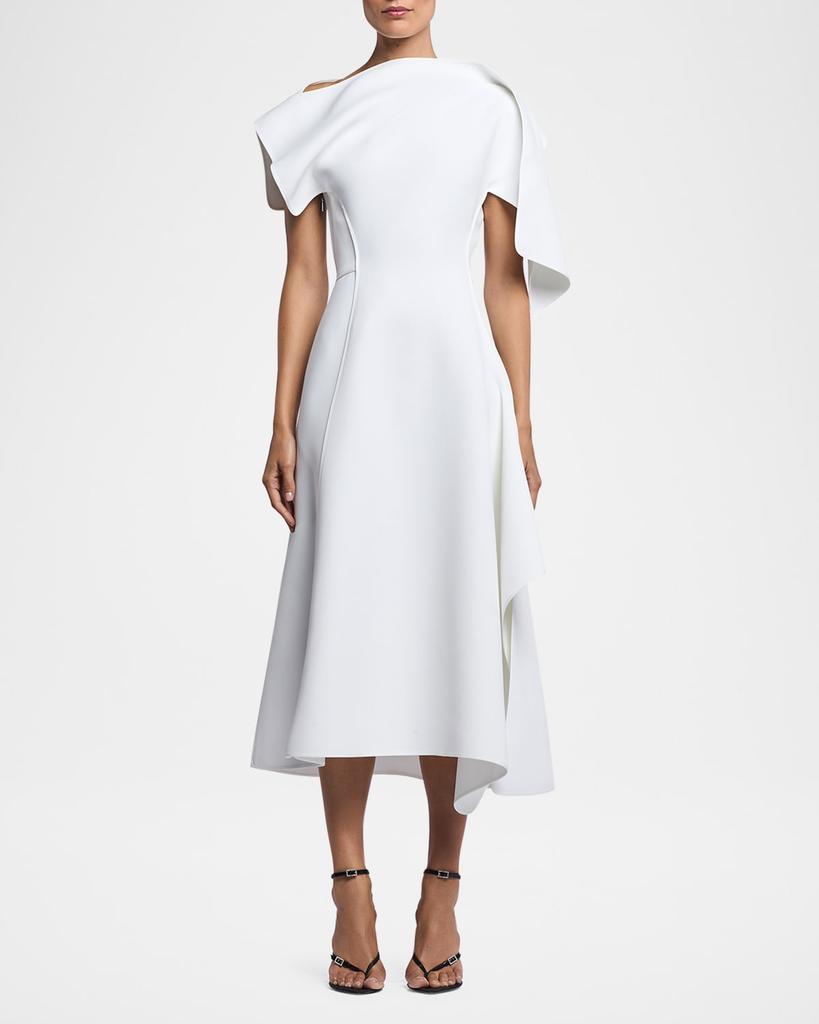 Maticevski Diadem Off-The-Shoulder Short-Sleeve Midi Dress