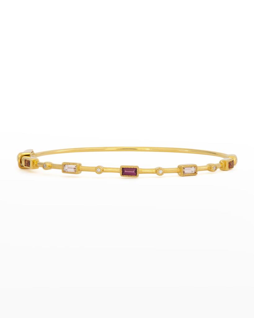 Jude Frances White Diamond Bracelet with Rhodolite, Morganite and Citrine Baguettes