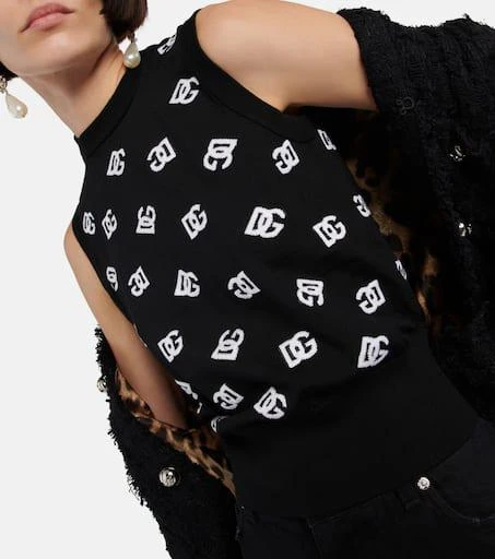 Dolce 
Gabbana Logo intarsia wool and silk top 4