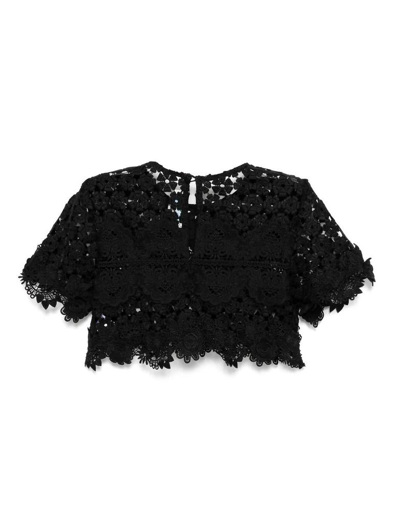 Waimari Women's Jane Lace Short Sleeve Top In Black