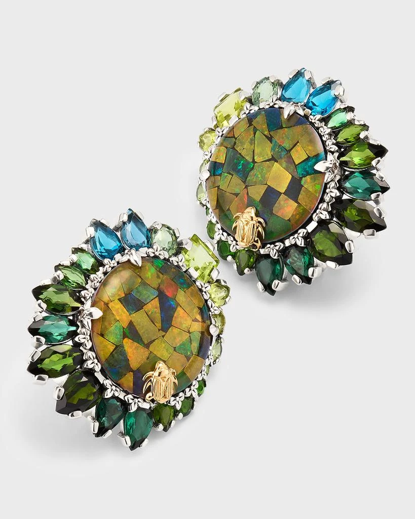Stephen Dweck Opal Mosaic Earrings with Graduating Gemstone Halo 3