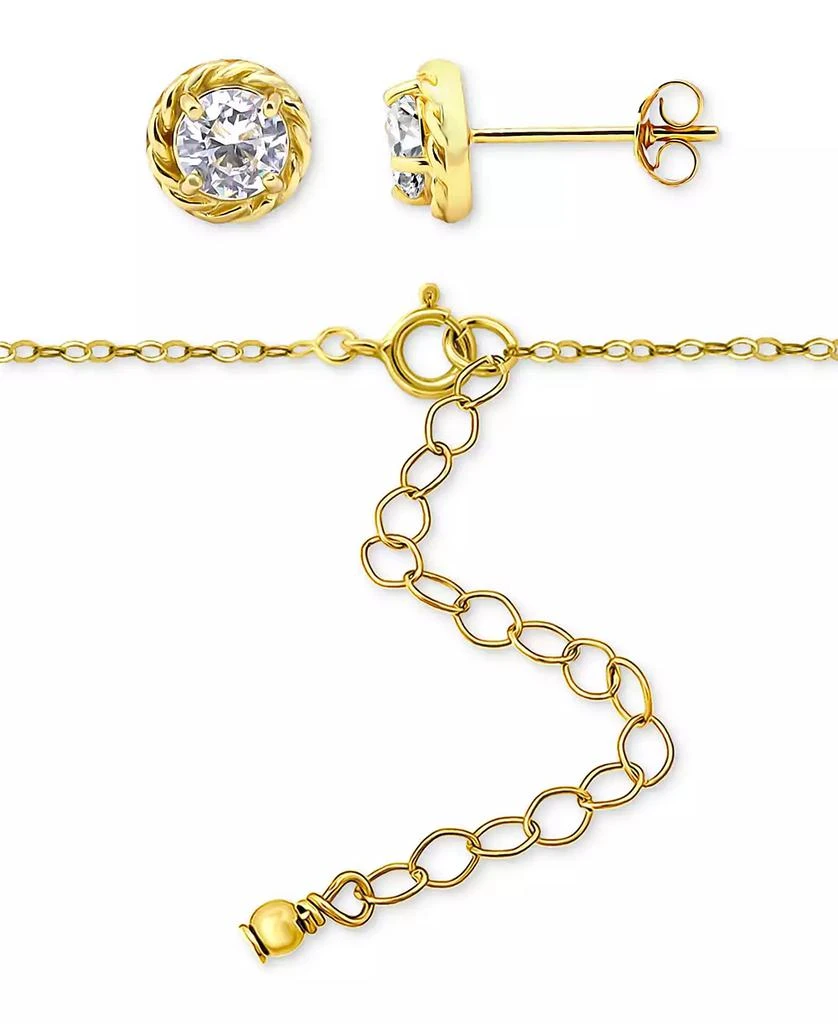 Giani Bernini 2-Pc. Set Cubic Zirconia (2-7/8 ct. t.w.) Infinity Rope Frontal Necklace & Round Rope Border Stud Earrings in 18k Gold Over Sterling Silver, 16" + 2" extender, Exclusively at Macy's 3