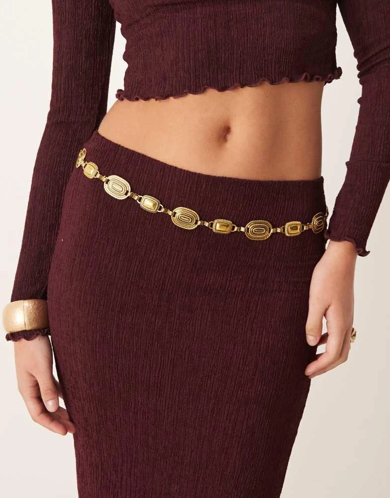 New Look New Look co-ord texture midi skirt in burgundy 3
