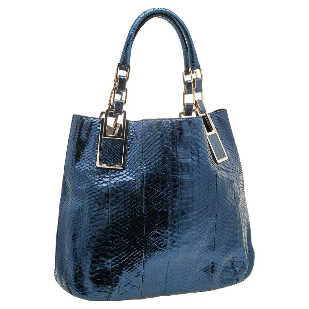 Anya Hindmarch Anya Hindmarch Metallic Blue Python Hector Tote 3