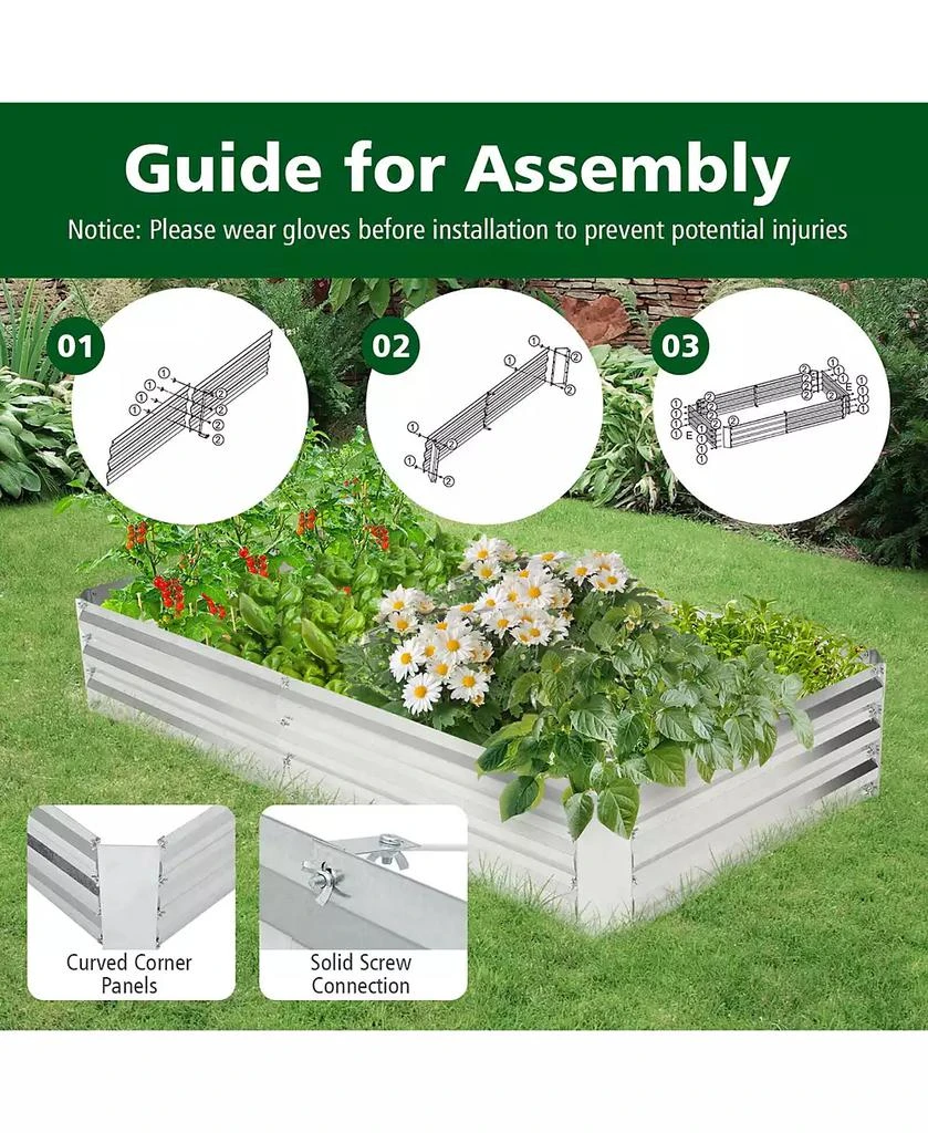 Gymax 6 x 3 x 1FT Galvanized Raised Garden Bed Heavy-Duty Elevated Rectangle Plant Box 9