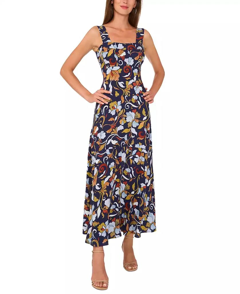 Vince Camuto Women's Floral Square-Neck Smocked-Back Sleeveless Maxi Dress 1