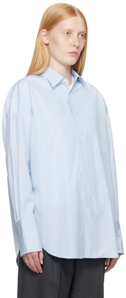 トップス 24AW SUVIN HIGH COUNT CLOTH STRIPE SHIRT Blue Suvin High Count Cloth Stripe Shirt – On Sale Now with Up to