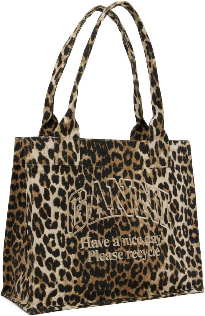 Ganni Beige Leopard-Print Canvas Tote 2