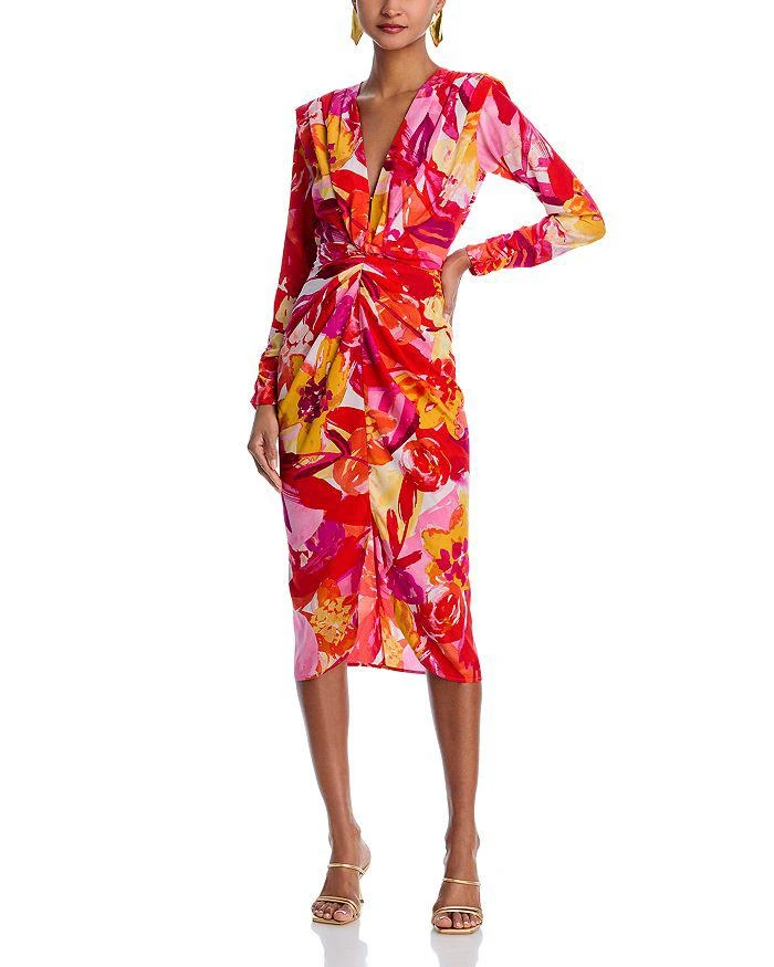 AQUA Abstract Floral Wrap Dress - Exclusive 3