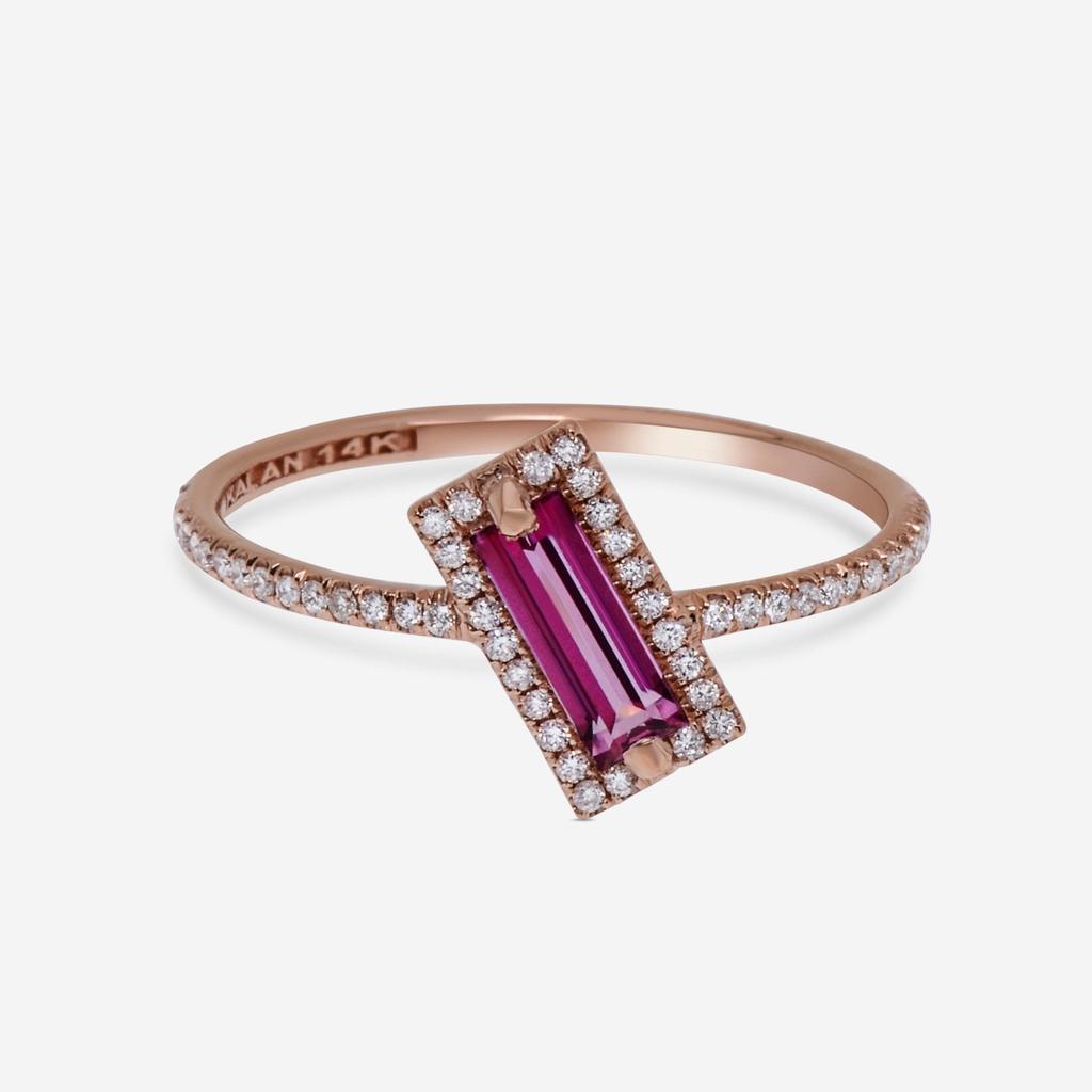 Suzanne Kalan Suzanne Kalan 14K Rose Gold Diamond and Pink Topaz Ring sz 6.5 PR543-RGPT