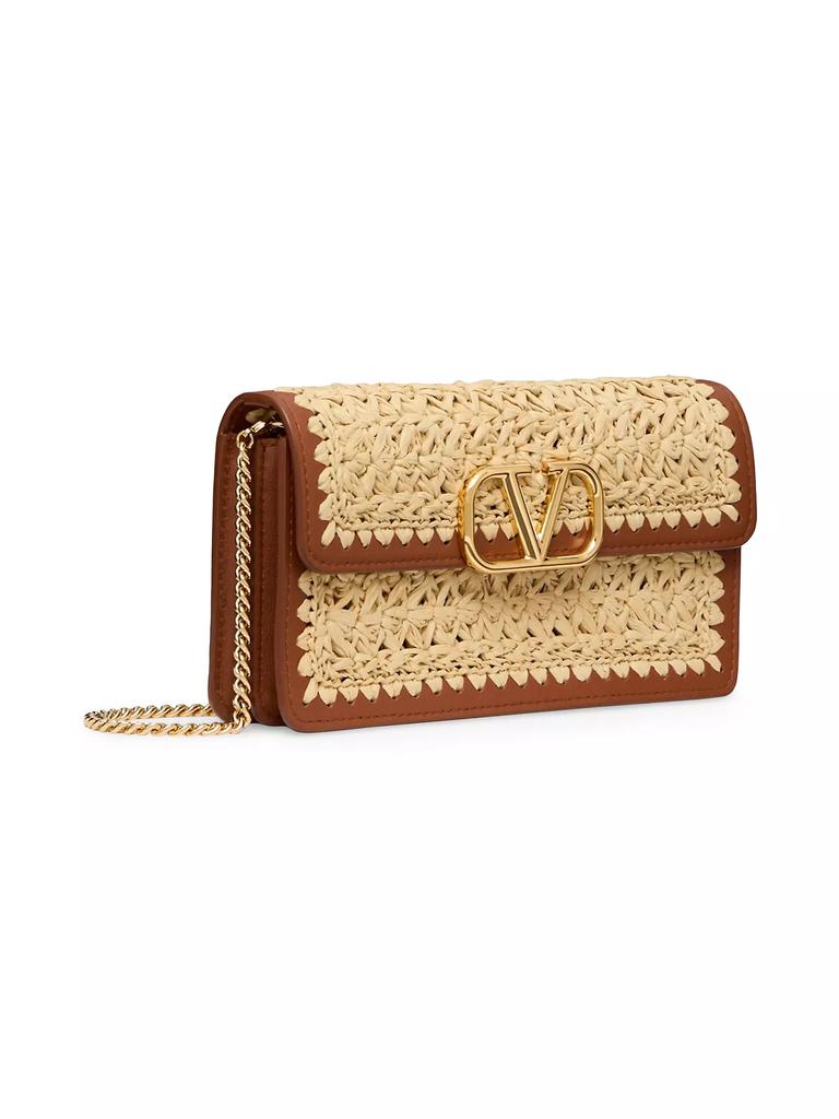 Valentino Garavani VLogo Signature Raffia Wallet with Chain