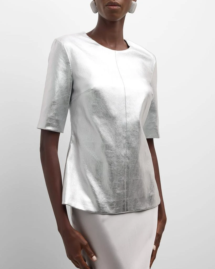ROSETTA GETTY Leather Fitted T-Shirt 7