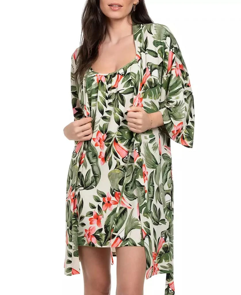 Linea Donatella Women's Toucan Printed Wrap Robe 4