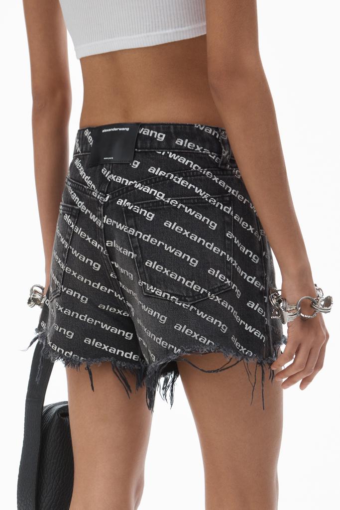 Shop BITE LOGO SHORT IN GREY AGED DENIM on Sale at