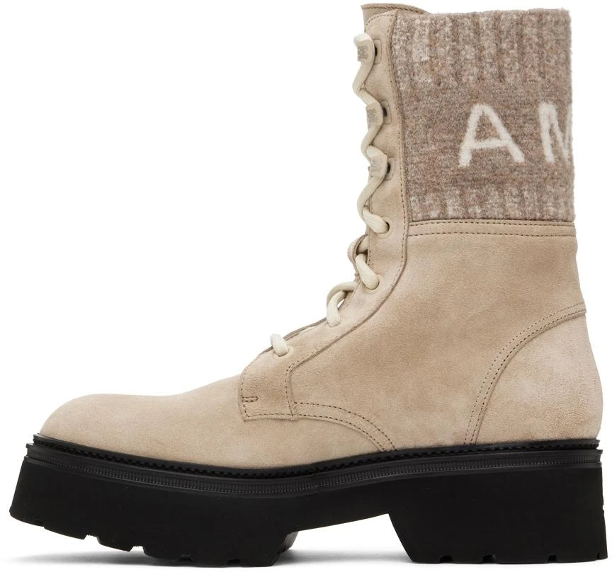 AMIRI Tan Knit Logo Collar Combat Boots 3