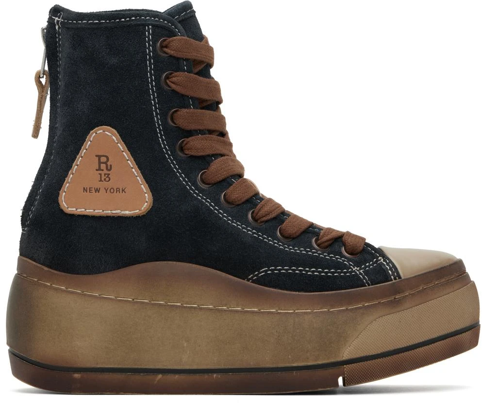 R13 Navy Distressed Tall Kurt Sneakers 1