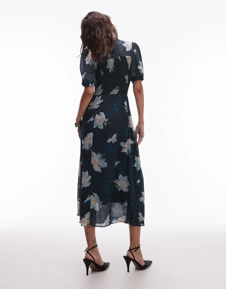 roll neck midi dress High Neck Floral Midi Dress 10 / Noir/Multi