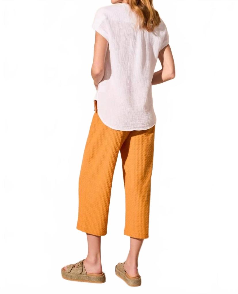 Tribal Cap Sleeve Blouse In White