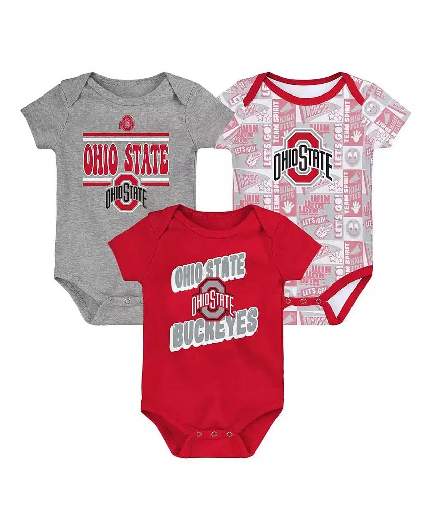 Outerstuff Newborn Scarlet Ohio State Buckeyes Sunday Comics 3-Pack Bodysuit Set 1